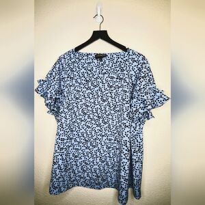 Lane Bryant Blue Polka Dot Short Sleeve Top